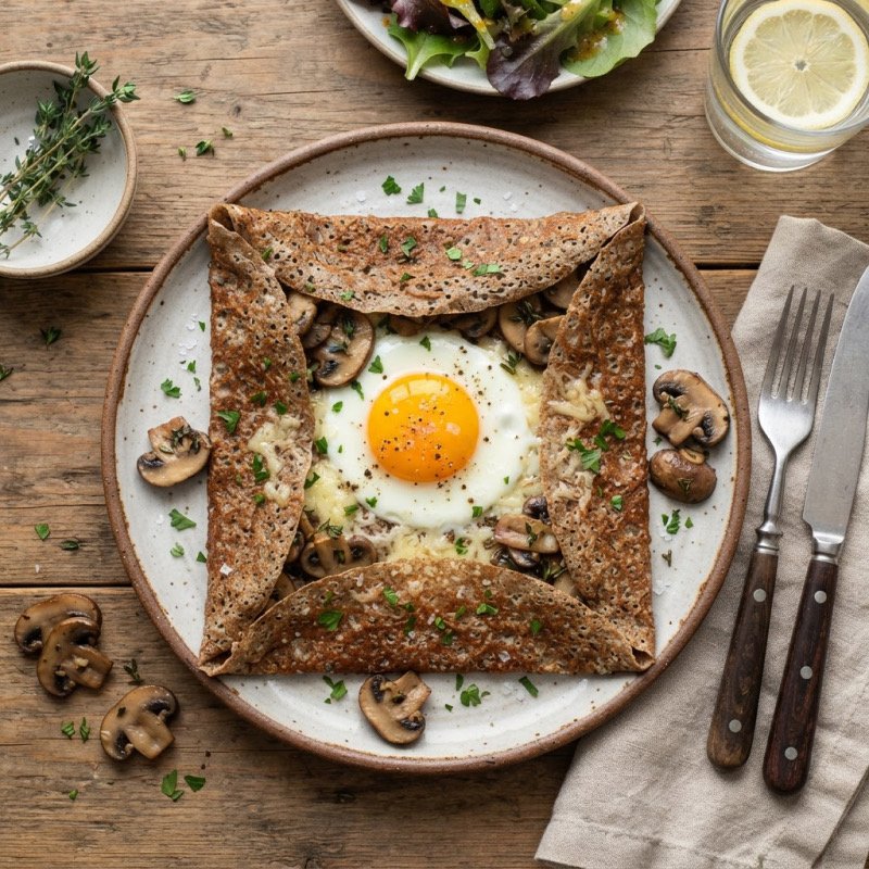 Galette champignons & œuf miroir