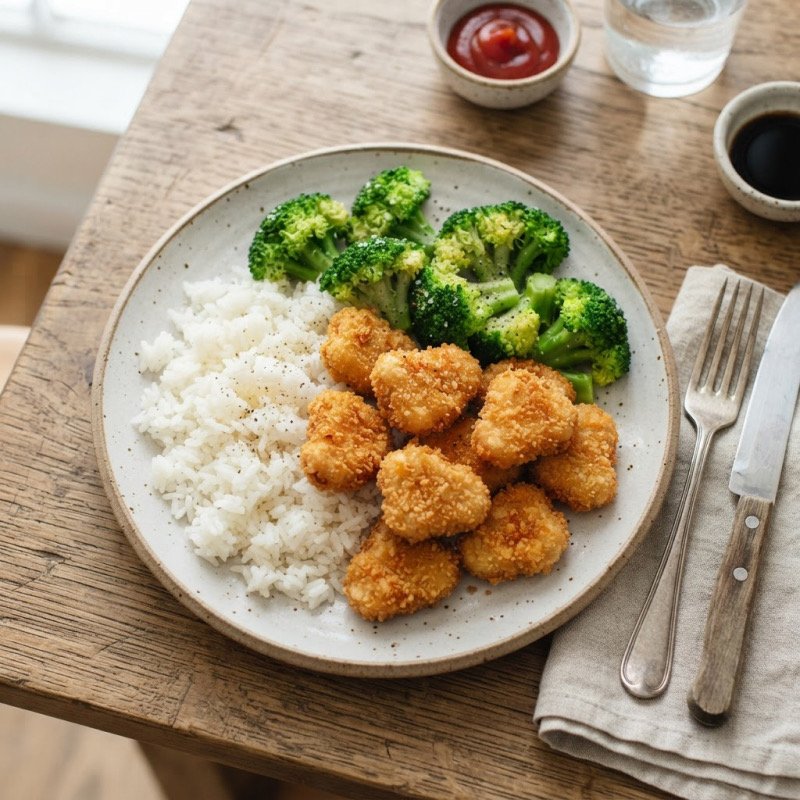 Nuggets, riz & brocolis