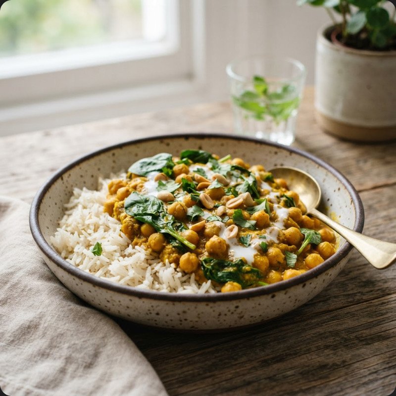 Chickpea Curry with Coconut & Peanut