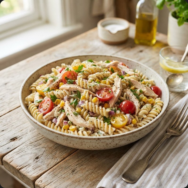 Salade de pâtes crémeuses au poulet