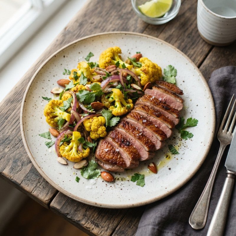 Poêlée de chou-fleur & canard