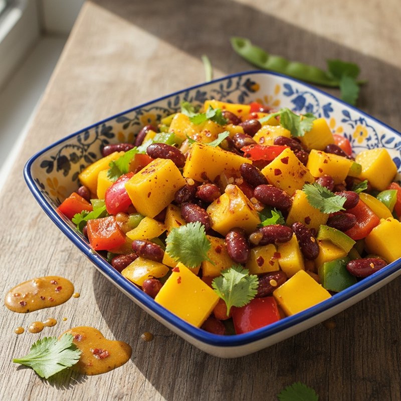 Paprika beans and mango salad