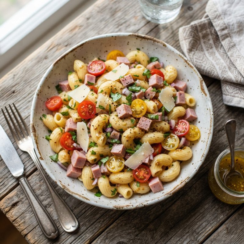 Salade de pâtes au jambon & tomates cerises