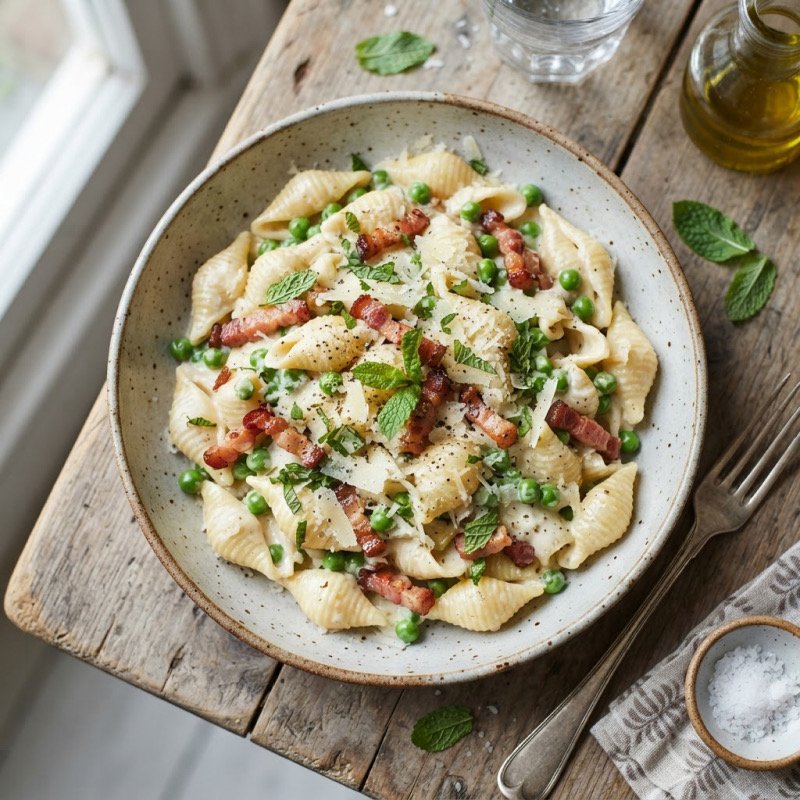 Pasta with Peas & Bacon