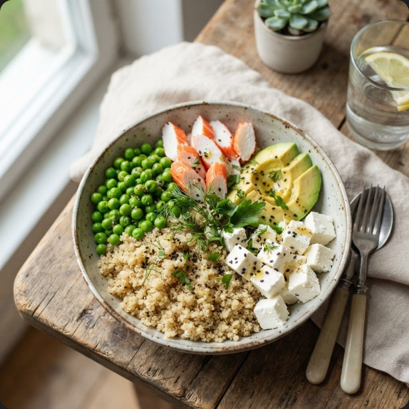 Bowl de quinoa, surimi & feta