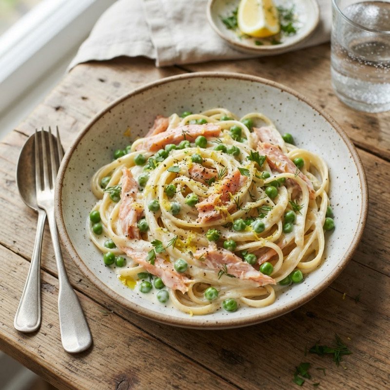 Salmon & Pea Linguine