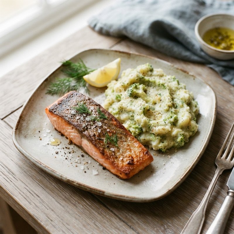 Salmon with Broccoli Mash
