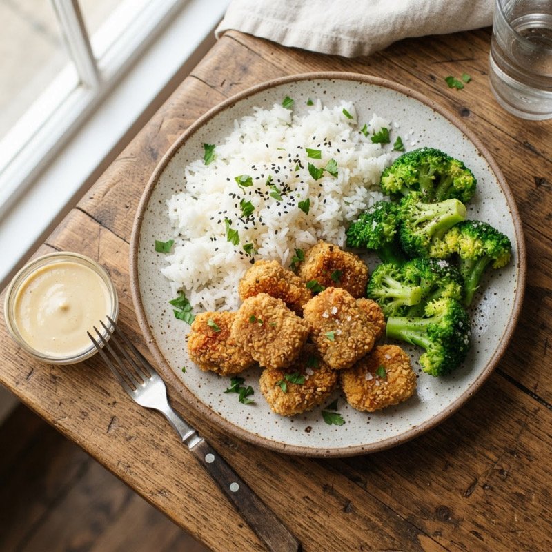 Veggie Nuggets with Broccoli & Rice